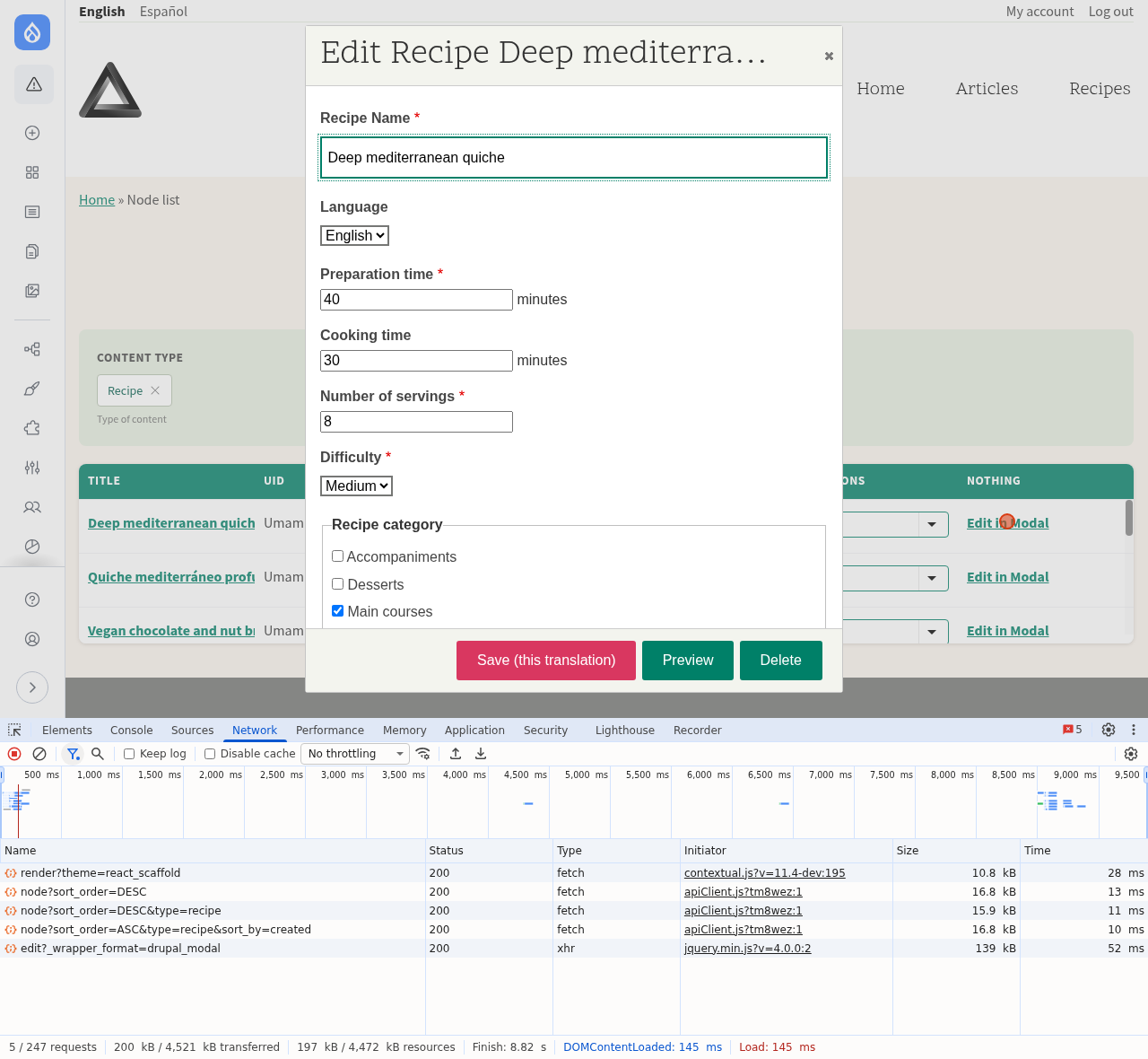 Node list with DevTools